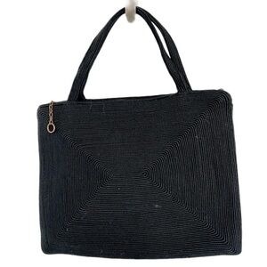 Vintage Black Woven Fabric Evening Bag